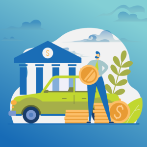 A man with money and a nice car after getting a good car loan rate